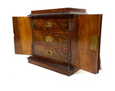 Antique Victorian Walnut Wood Humidor Chest of Drawers / Collectors Cabinet Box