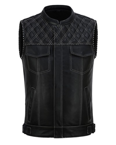 Real leather diamond waistcoat - leather,