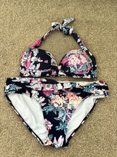 JOULES navy floral halter neck