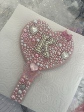 Pink bling heart handheld - pink,