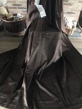 Vintage chocolate brown velvet draylon curtain pair