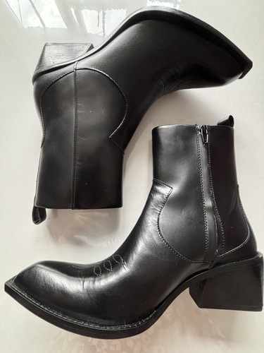 Zara black leather - black, cowboy