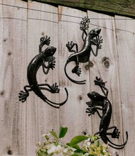Metal Baby Geckos Garden Ornament Sculpture Art-Handmade Recycled Metal Reptiles