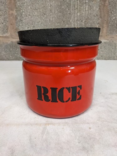 Vintage large red enamel rice - vintage,