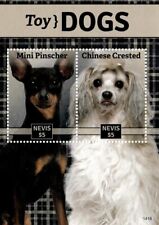 TOY DOGS Stamp Sheet (Mini Pinscher/Chinese Crested Dog) 2014 Nevis