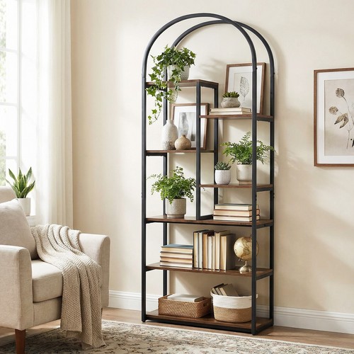Arched bookcase with open - arched,