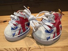 Build-A-Bear Union Jack Red White Blue Canvas Trainers Lace Up Shoes