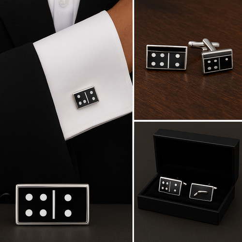 Dominoes cufflinks metal mens - cufflinks,