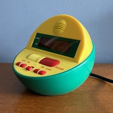 Vintage 1980s Memphis Style Digital Alarm Clock Bright Plastic Round Retro