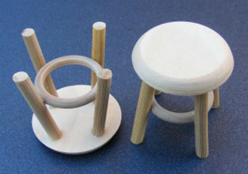 Dolls house small wood - house, stool