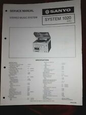 Genuine Sanyo System 1020 Stereo music center Service Manual