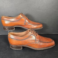 Vintage Saxone Gladstone Shoes Mens Tan Size 9.5 Stitching Brown Made in Britain