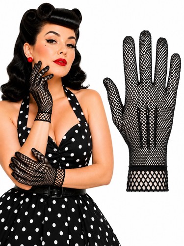 Black stretchy fishnet 50s - black,