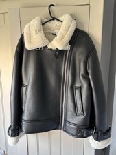 Topshop Aviator Jacket Faux Leather and Fur UK Size 12-14 BNWT