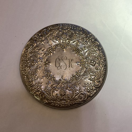 Antique round ornate compact - antique,