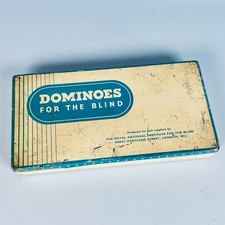 DOMINOES FOR THE BLIND ROYAL NATIONAL INSTITUTE FOR THE BLIND TIN BOX COMPLETE