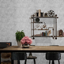 Concrete Effect Plain Grey Wallpaper Rustic Industrial Style Living Room Decor