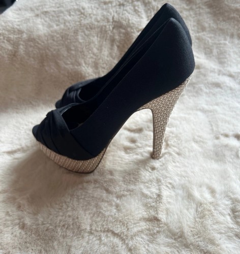 Black canvas platform - platform, peep-toe