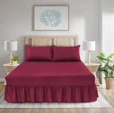 WEAVERS: 3 Pcs Luxurious Frilled Valance Deep Fitted Sheet, With Pillowcase Pair