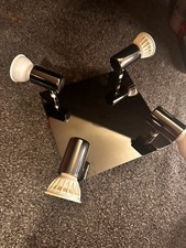 Set of two Adjustable 4 Way Ceiling Spotlight Fitting ChromeBlack LED GU10 Light