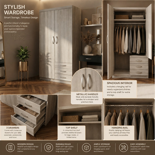 Large door wooden wardrobe - large,