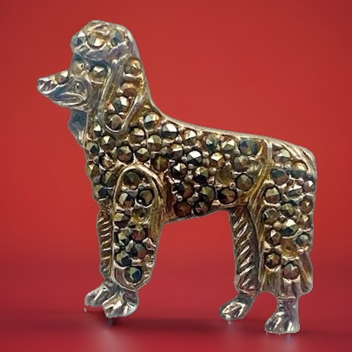Poodle vintage brooch silver - poodle,