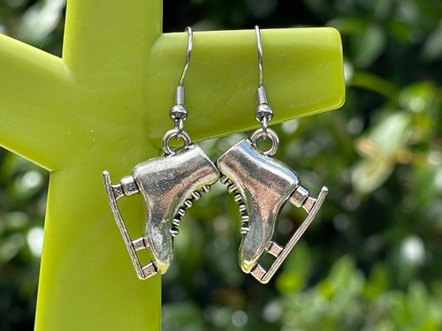 Ice skate earrings silver - earrings,