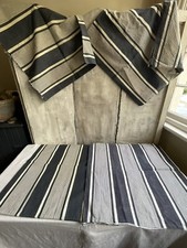 Antique Ticking Stripes Vintage Fabric Denim, Cushion Covers, French Decor /4pc
