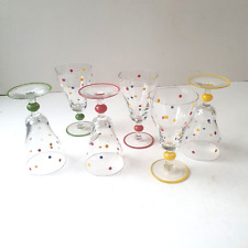6x VINTAGE 1950s Colourful Polka Dot Liqueur Aperitif C Sherry COCKTAIL Glasses