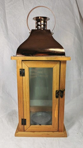 Wood copper pillar candle - &,