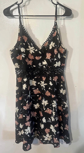 Shein black floral sundress - black,