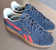 Reebok Club C Grounds UK 10  Trainers Sneakers Blue Navy Red Classic Suede Shoes