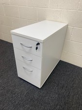 3 DRAWER WHITE DESK HIGH PEDESTAL
