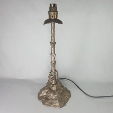 Vintage Palm Tree Table Lamp Rustic Base EPNS Brass Fittings Working Order