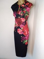 Stunning Ted Baker Mirrie Juxtapose Rose Floral Midi Dress Size 3 (uk 12)