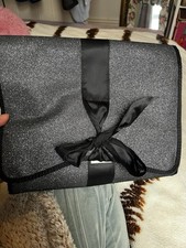 GHD Travel Bag And Heat Resistant Heat Mat Two Zip Cases Black Sparkle Bow