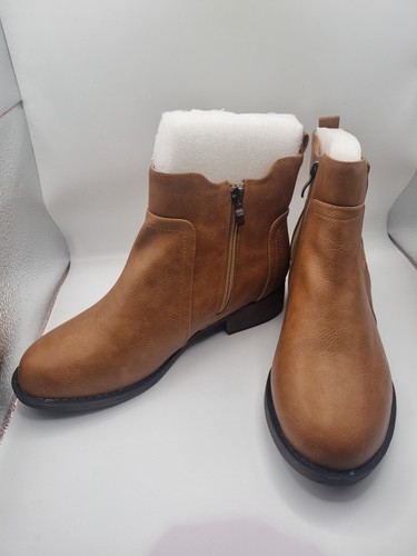 Brown faux leather - leather, boots