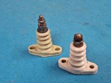 Ceramic 'Stand-off'  Insulator ~ Ribbed body ~ 0.625" x 1.35" x 1.05" High x 2