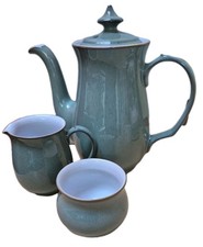 Attractive Denby Regency Green Coffee Pot Sugar Bowl and Milk Jug