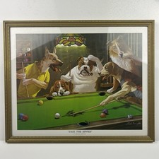 Framed Dogs Playing Pool