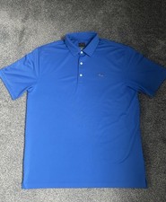 Greg Norman PlayDRY Men’s short sleeve golf polo shirt - Plain blue - Size L VGC