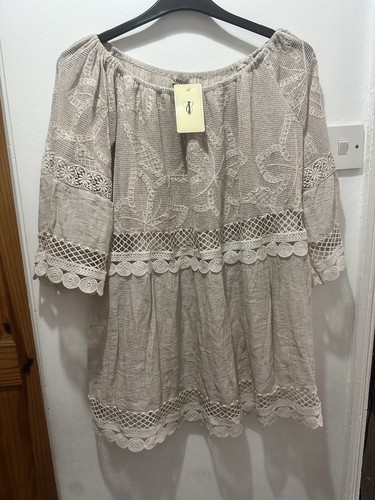 Bnwt beige crochet lace bardot - lace,