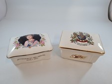 Queen Elizabeth II Silver Jubilee Lidded Boxes x 2 Crown/Palissy