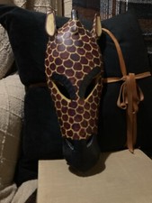 Unusual Carved Wood Decorative Giraffe Head/Mask Wall Hanging  