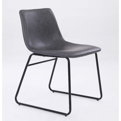 Grey leather chair - leather,