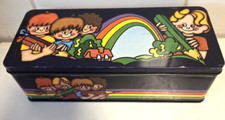 Vintage 1970s Chocolate Fingers Tin Rainbow Children Pencil Case