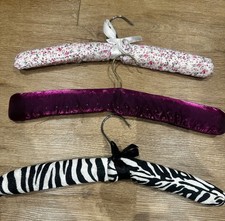 3 x Vintage Padded Fabric/Material Coat Hangers For Tops VGC, Shabby Chic