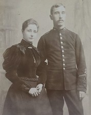 Cabinet Card Photograph, Man In Military Uniform With Woman. H Vandyck, London.