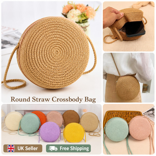 Women round straw bag - round,