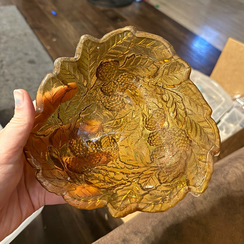 Amber pressed glass - amber,